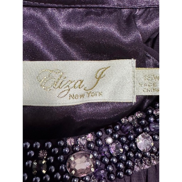 Eliza J New York Purple Beaded Halter Neck Chiffon Gown Women 16W - Picture 3 of 13
